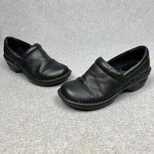 BOC Born Concepts Mule Shoes Slip On Clogs Black Smooth Leather Womens Size 8